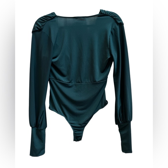 21 Saints Teal Deep V-Neck Long Sleeve Bodysuit | Stretch | Est. Medium - Picture 3 of 5
